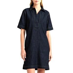 Lauren Ralph Lauren denim Navy women's short sleeve shift shirt dress petite S